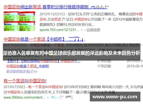 足协准入名单发布对中国足球俱乐部发展的深远影响及未来趋势分析